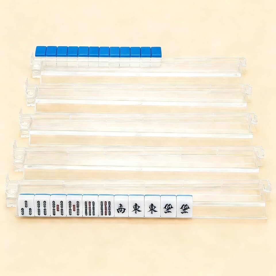 Mahjong Rack with Pushers,Acrylic Mahjong Holder Set,Transparent