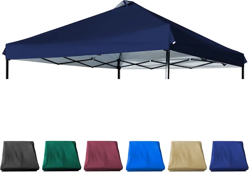 12x12 Canopy Replacement Top with Air Vent Silver Coated for Straight Leg Canopy Frame, (Navy Blue)
