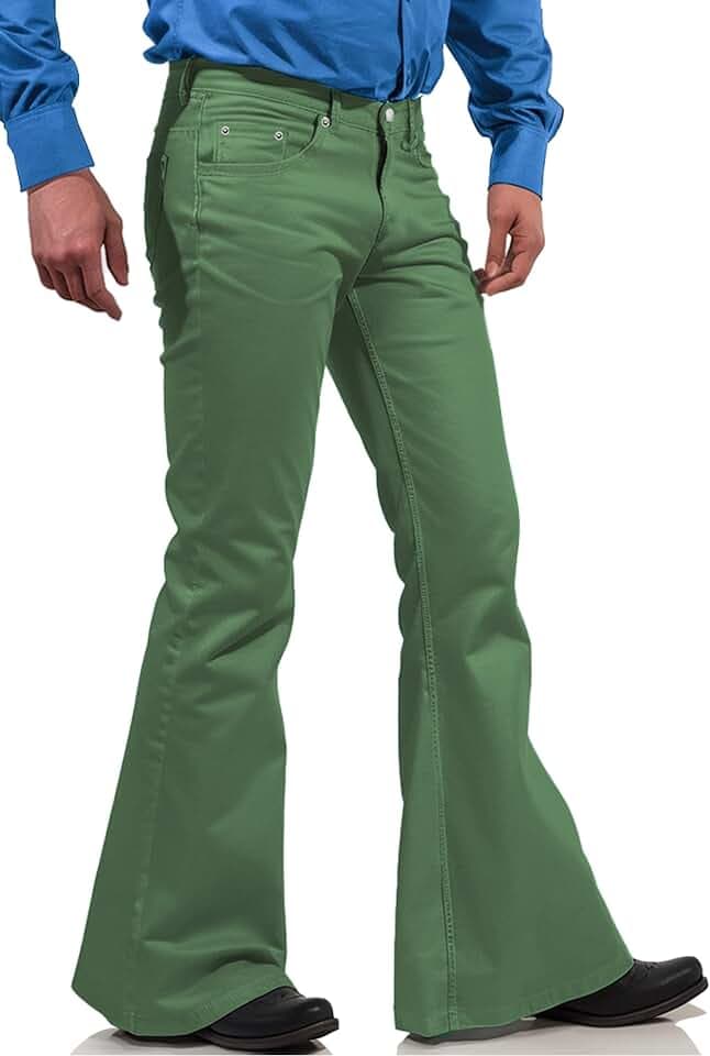 Mens Bell Bottom Pants 60s 70s Outfits for Men Disco Vintage Denim Jeans
