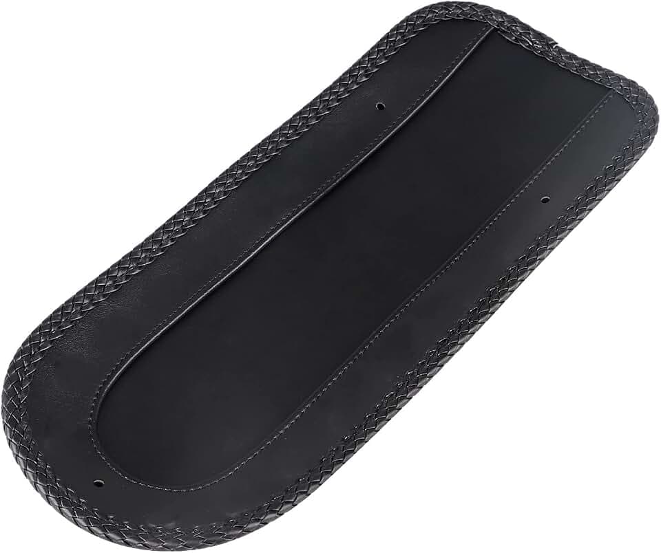 3 Hole Motorcycle Braided Edging PU Leather Rear Fender Bib Solo Seat for Harley Road King FLHR 1994-2023, Black