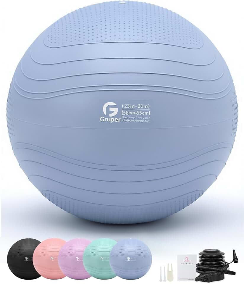 Gruper Yoga Ball, Extra Thick Exercise Ball for Workout Pregnancy Stability