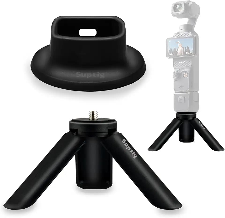 Suptig Tripod Mount, Silicone Non-Slip Desktop Mount for DJI Osmo Pocket 3, Osmo Pocket 3 Accessories(Black)