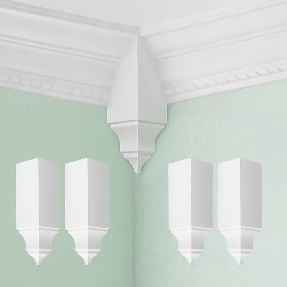 Sosation 4 Pack Crown Molding Corner Blocks, 3 1/2" W x 3 1/2" D x 11-1/4"H