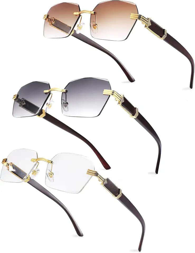 Pro Acme Rimless Rectangle Sunglasses Y2K Glasses Shades