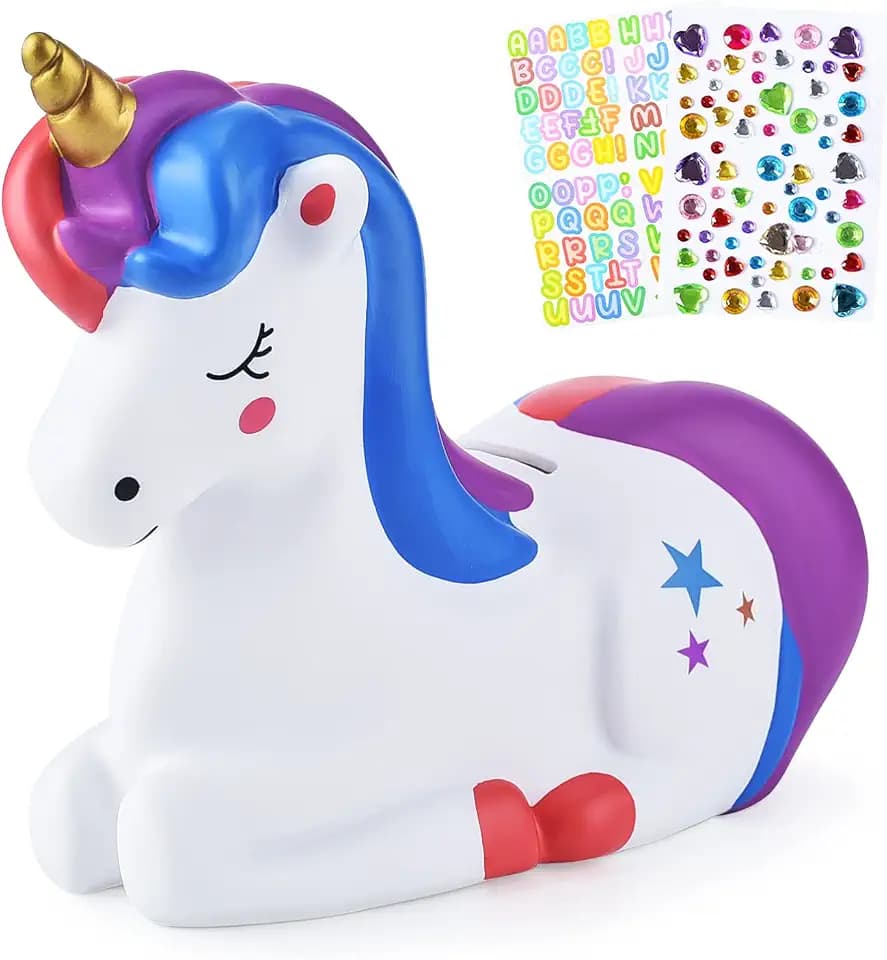 PJDRLLC Piggy Bank Girls: Unicorn Piggy Banks - Unbreakable Plastic Bank