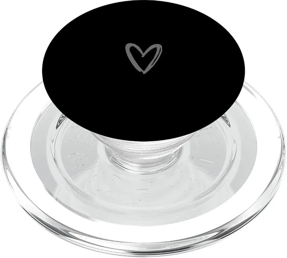 Hellgrau Schwarz Minimalistisch Herz PopSockets PopGrip für MagSafe