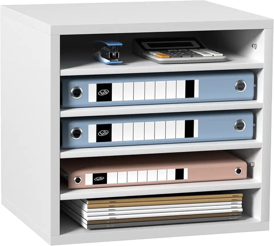 VEVOR 355 x 305 x 330 mm Briefablage Schreibtisch Organizer, 2,3–5,6 cm Einstellbar A4 Stapelbar Quer, Papierablage, Aufbewahrung Schreibtisch Ablagesystem Organisation, Ablage (Weiß, 5 Fächer)
