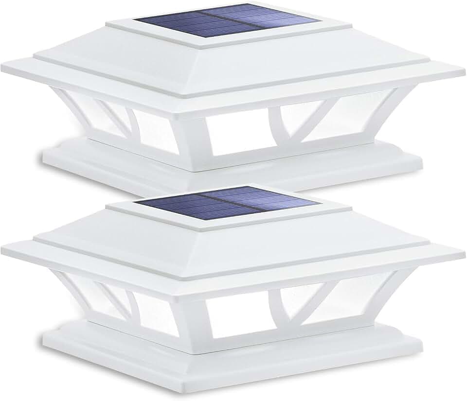 SIEDiNLAR Solar Post Lights Outdoor 2 Modes LED, 2 Pack White (Warm/White)