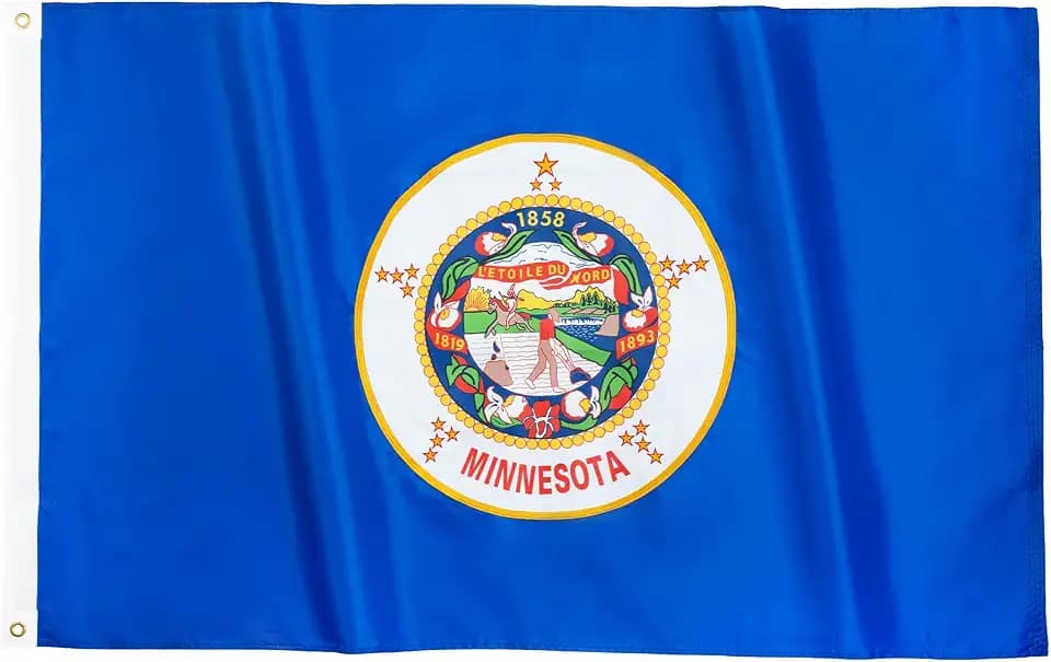 ROTERDON Minnesota State Flags 4x6 FT, Embroidered Double Sided MN State Flag, Outdoor Heavy Duty Minnesota Flag with Brass Grommets