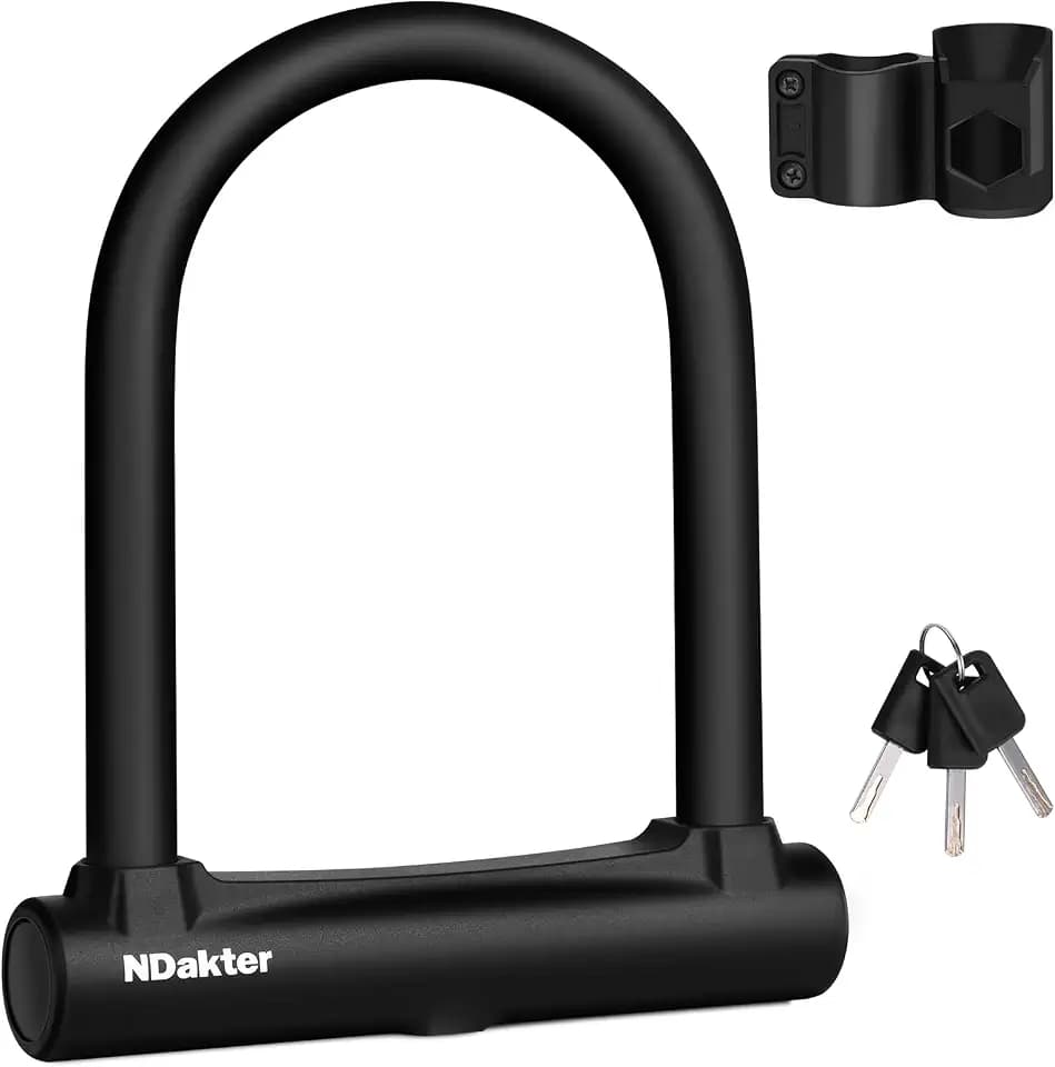 NDakter Bike Locks,18mm Shackle Heavy Duty Anti Theft Bike U Lock with 3 Keys ANG Sturdy Mounting Bracket, Perfect for Bicycles Scooters Mountain, Electric, Folding Bike, Moped, Tricycle