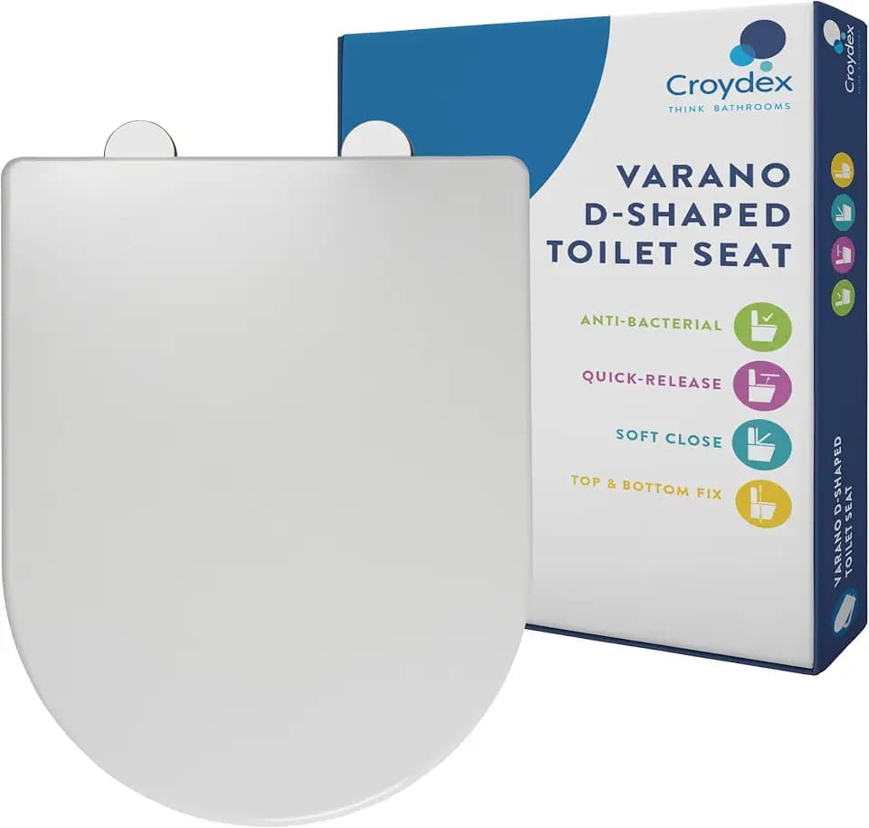 Croydex Varano WL401822H WC-Sitz in D-Form, mit Absenkautomatik und Schnellentriegelung, Einheitsgröße, Weiß