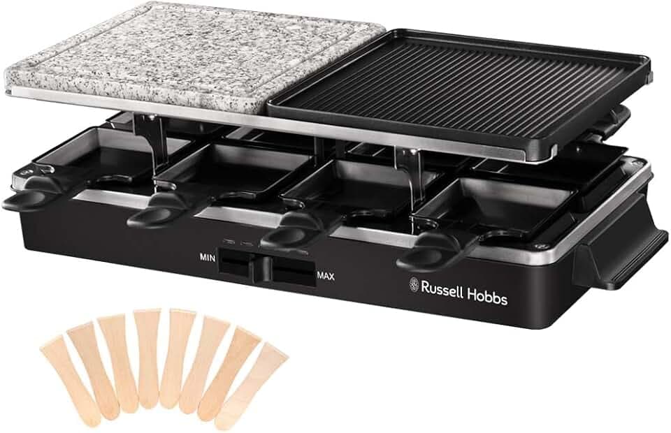 Russell Hobbs Raclette Grill, 8 Personen, Naturstein & Wendeplatte