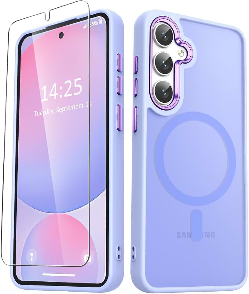 for Samsung Galaxy S25+ Plus Case, Matte Magnetic Case, Lavender Purple