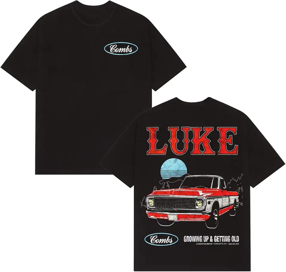 Luke Combs Growing Up and Getting Old Photo T-Shirt, Black