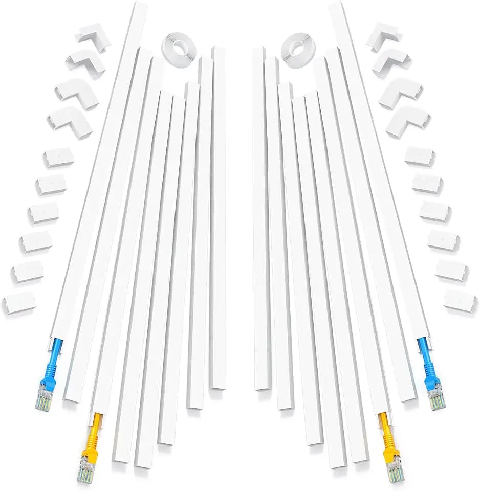 Yecaye 250in Cord Hider, Small Wall Cord Covers, W0.59in H0.4in, White