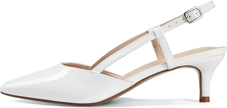 GENSHUO Women's Kitten Heels Closed Toe Slingback Pumps