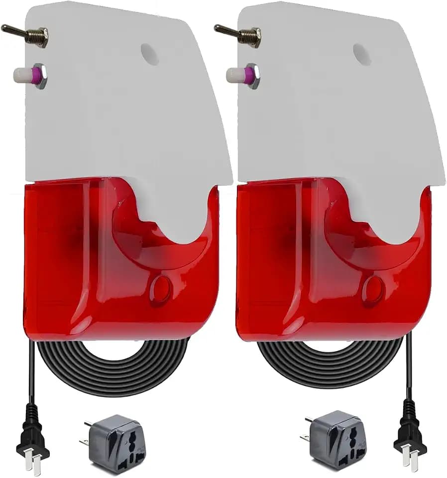 2 Pack Power Failure Alarm and Power Back Alarm with Function Switchable, 0~120dB Adjustable Audible/Visual Monitor, Power Monitoring System Perfect for GFI/GFCI Trips, Freezer, Pump, Aquarium