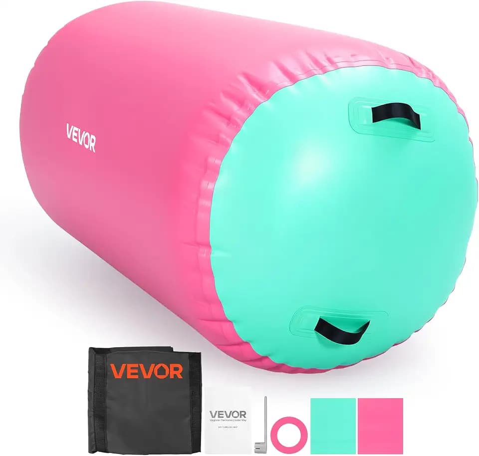 VEVOR Airtrack Rolle 120 x 75 cm Aufblasbare Turnrolle mit Pumpe Pink