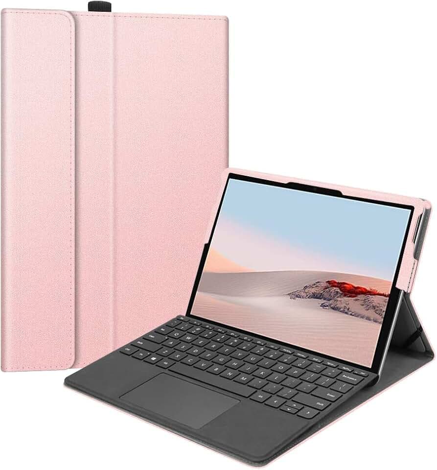 Fintie Hülle für Microsoft Surface Go 4/3/ 2/1 (2023 2021 2020 2018) 10 Zoll Tablet, Multi-Sichtwinkel Schutzhülle, Type Cover Kompatibel, Roségold