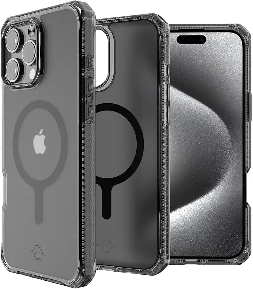 ITSKINS Hybrid R // Vapor Magnetic Matte Protective Phone Case for iPhone 16 Pro Max, Compatible with MagSafe, Slim Military Shockproof Phone Case, Slim Hybrid Cover - Smoke