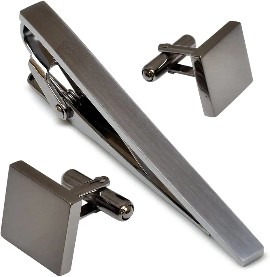 [TAVARAT] Tie Clip Tie Clips for Men Black Silver Tie Bar Tie Pin Tps-043