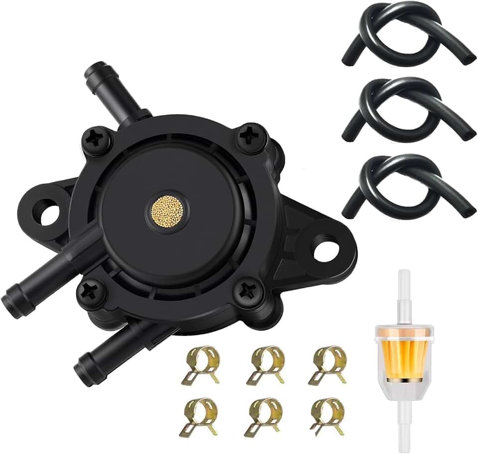 Fuel Pump with Filter and Oil Hose PBT-GF30, Compatible with Kohler 17-25HP, Briggs and Stratton for John Deere Yamaha Golf Cart Lawn Mower Cub Cadet mikuni Fuel Pump 808492 808656