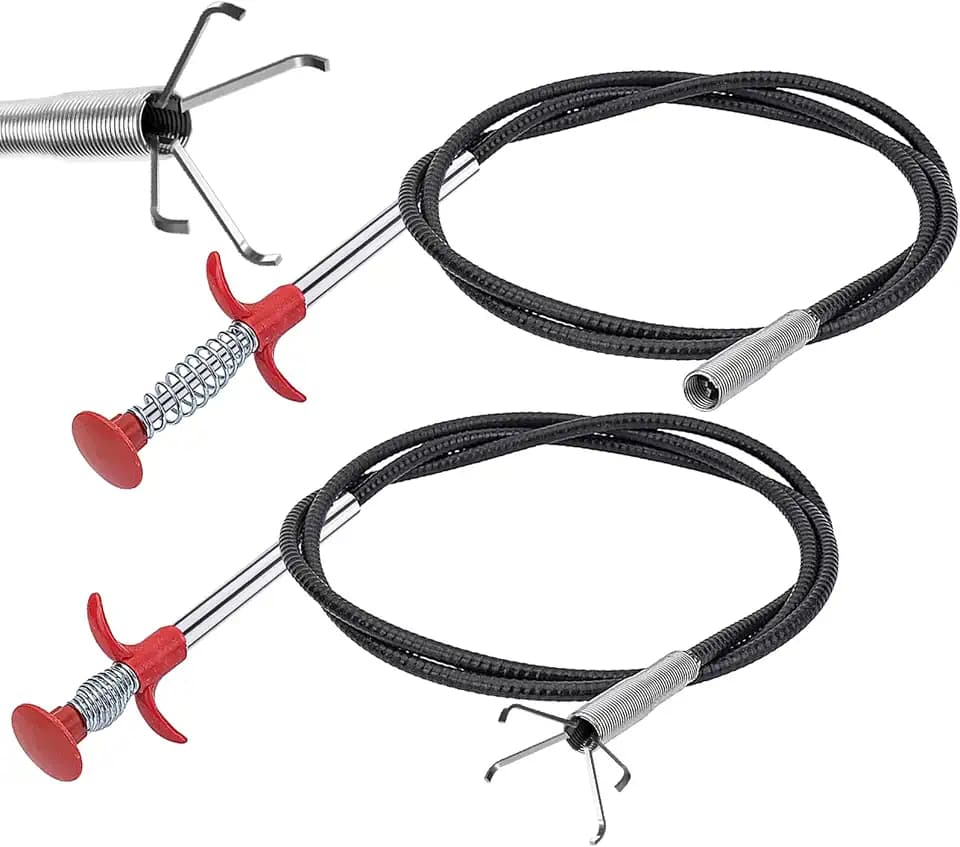200cm/90cm Greifer Flexibel Krallengreifer 2 Stück Rohrreinigungsspirale Abflussspirale Greifer Zange Teleskop Drain Cleaner Toiletten Spirale Teleskopgreifer für Küche Bad Abwasserkanäle