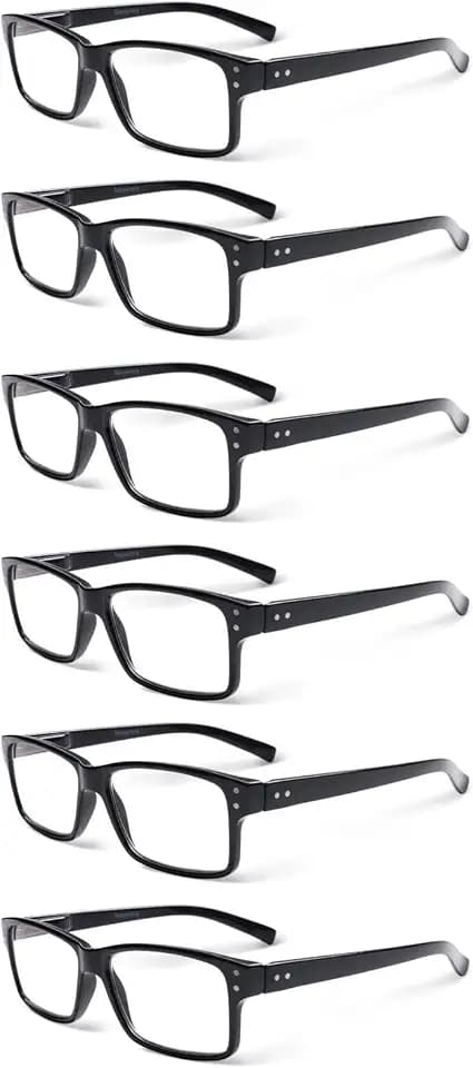 NORPERWIS Reading Glasses 6 Pairs Quality Readers Spring Hinge Glasses for Reading for Men and Women (6 Pack Black, 1.75, x)