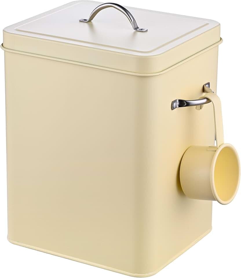 Relaxdays Waschmitteldose, verzinktes Eisen, 6 L, 25,5x18x15,5 cm, beige