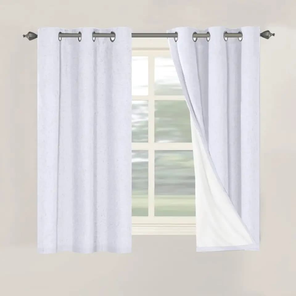 H.VERSAILTEX Primitive Linen Curtains 100% Blackout Curtain Drapes Burlap Curtains with White Thermal Insulated Liner, Grommet Top Drapes Living Room/Bedroom (2 Panels, 42 x 54 Inch, Bright White)