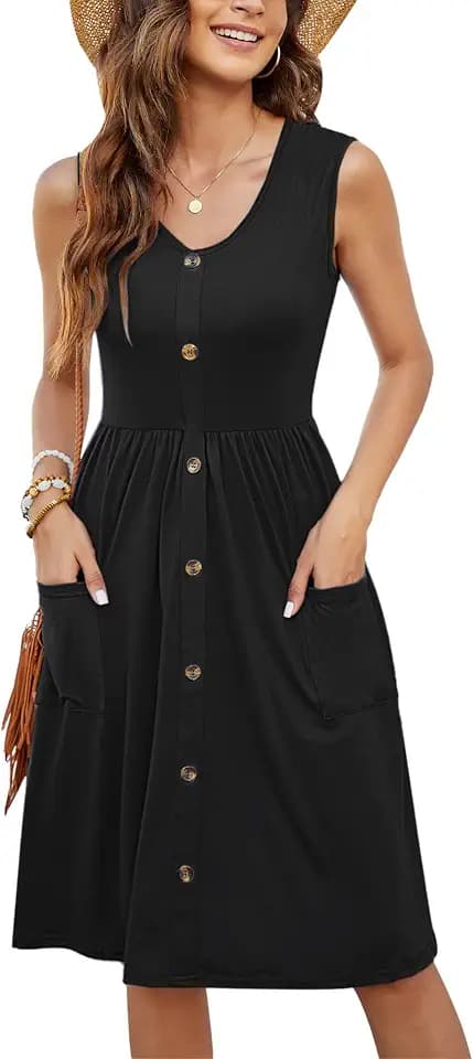 MOLERANI Women's Summer Sleeveless Casual Loose Midi Dress