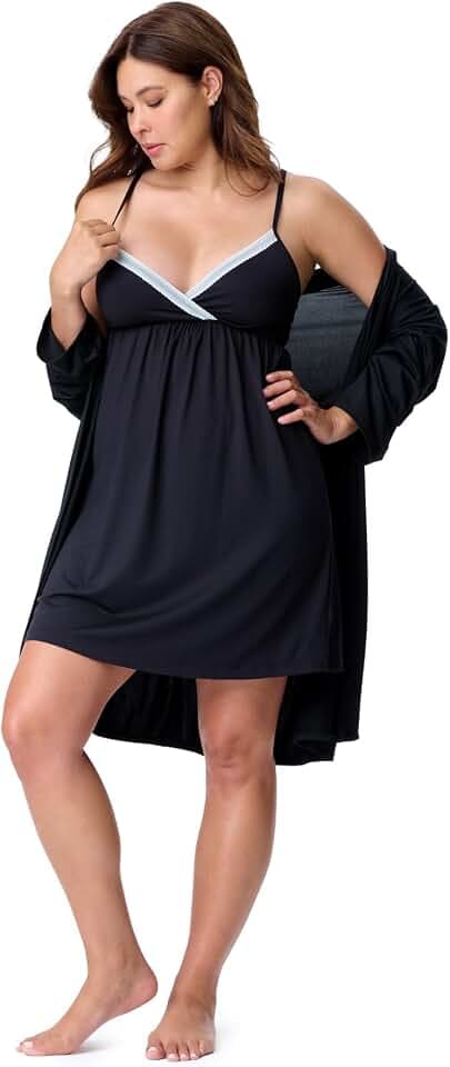 Motherhood Maternity Womens Nursing Nightgown and Robe, 2-Piece Set (XS-2X)