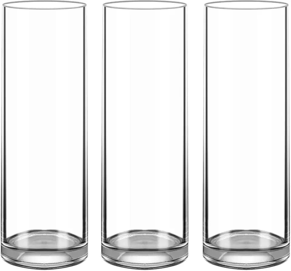 Glass Cylinder Vase 12 Inch High,Keketin Clear Glass Vases 3 Pack