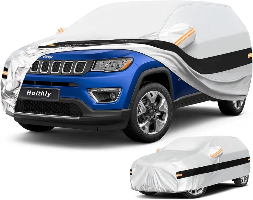 10 Layers SUV Car Cover Custom Fit for Jeep Compass (2007-2026) Waterproof All Weather for Automobiles, Outdoor Full Cover Rain Sun UV Protection.Silver