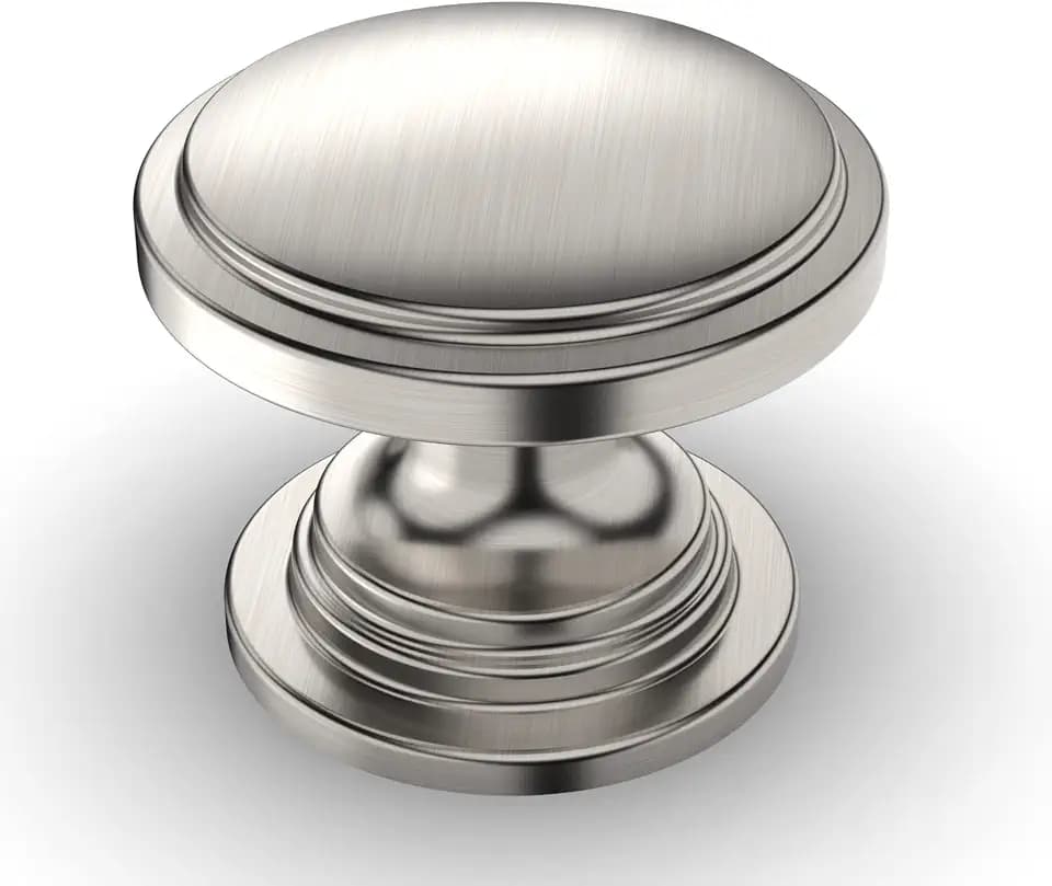 Amerdeco 10 Pack 1-1/4 inch Kitchen Cabinet Knobs Brushed Satin Nickel Cabinet Knobs Bedroom Dresser Drawer Knobs Single Hole Cabinet Handles