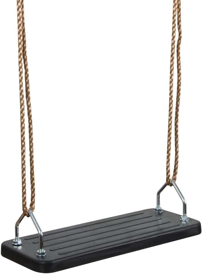 HUDORA Brettschaukel in Schwarz - Outdoor Kinder-Schaukelsitz aus Gummi - TÜV Rheinland/GS geprüfte Kinderschaukel mit höhenverstellbaren Seilen - Schaukelbrett für Kinder & Erwachsene bis 100 kg