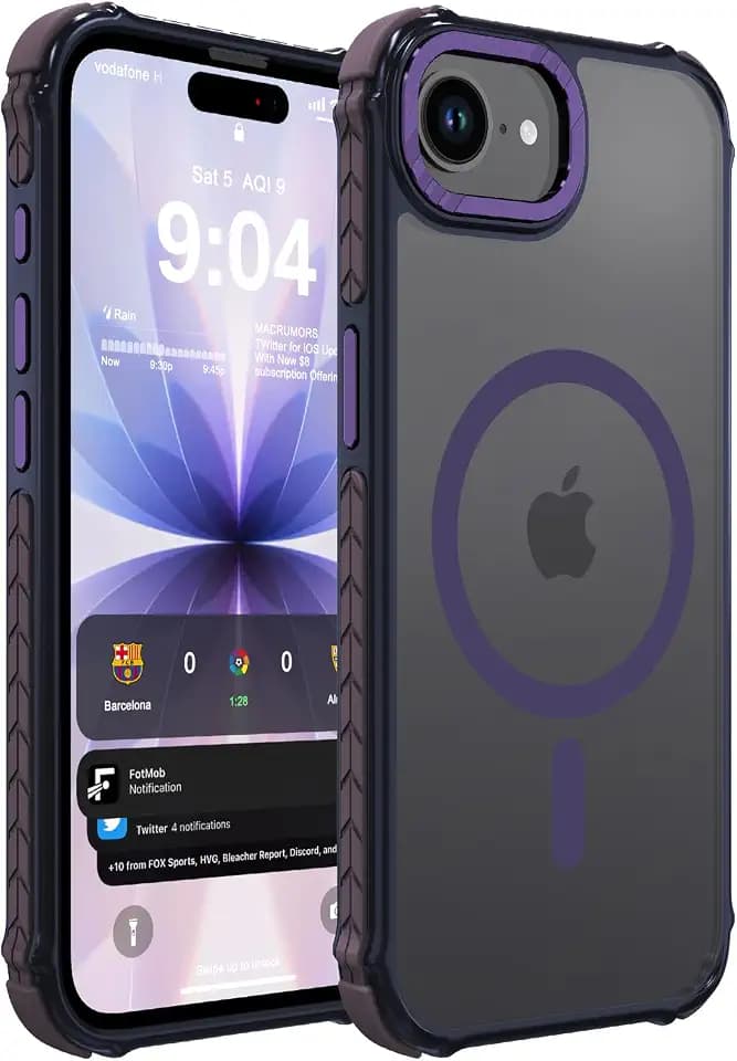 DEERLAMN Strong Magnetic Case for iPhone 16E/iPhone 17E, Matte Purple