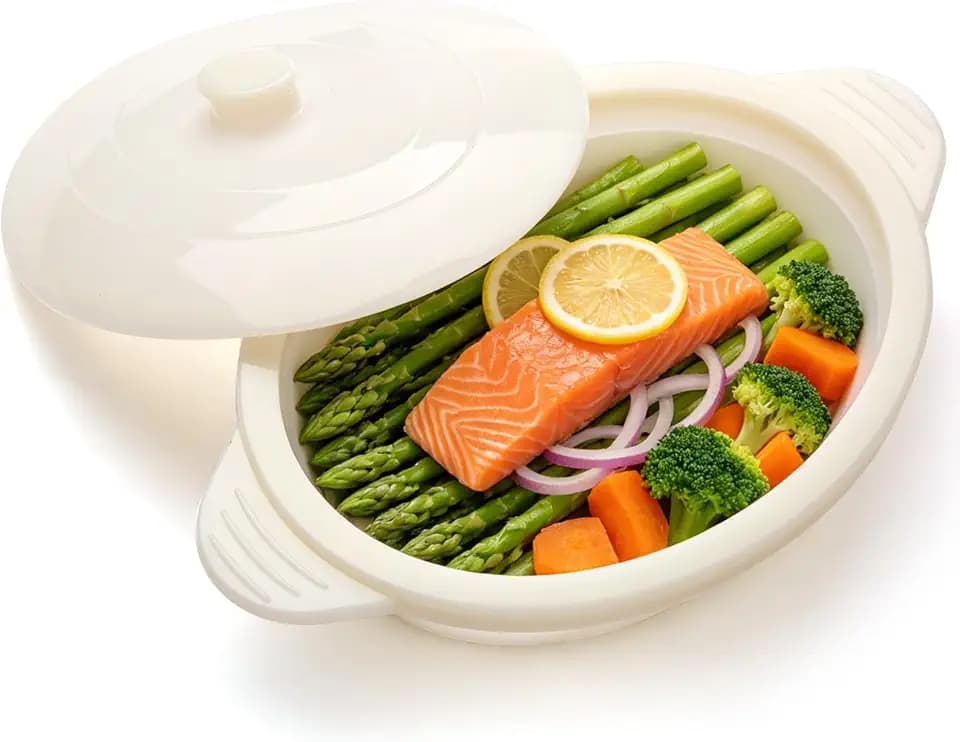 Silicone Microwave Steamer Collapsible Cooker for Vegetables Fish Prep Meal