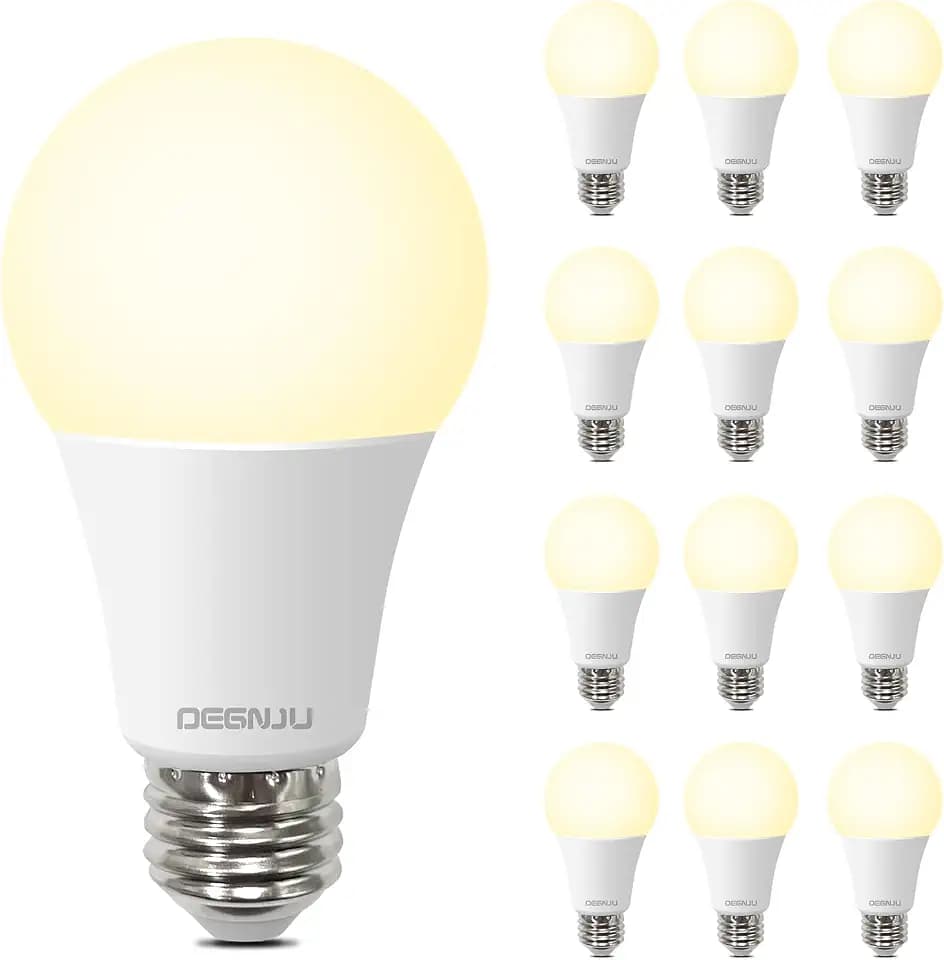 DEGNJU A19 LED Light Bulbs, 100 Watt Equivalent LED Bulbs, Soft White 2700K, 1500 Lumens, E26 Standard Base, Non-Dimmable, 13W Bright White LED Bulbs for Bedroom Living Room Home Office, 12 Pack