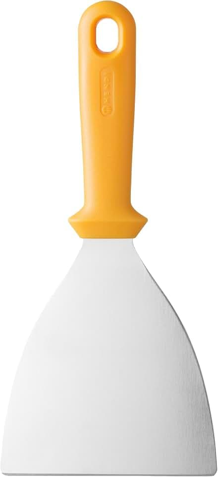 HENDI Teigspachtel, für Pizzateig, Heavy-duty, ergonomischer Griff, Teigschneider, Grillspachtel, Klingenlänge: 132mm, 262x132x(H)17mm, Edelstahl, Polypropylen, orange