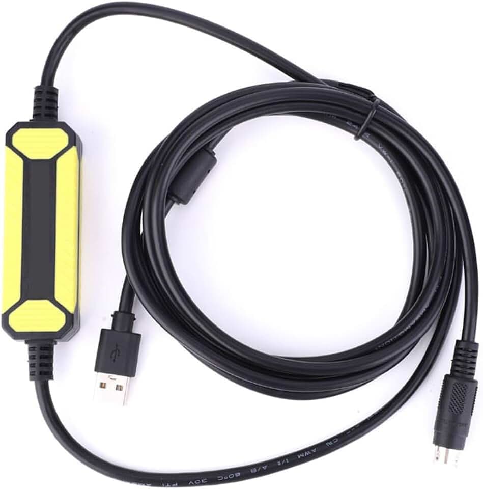 Fafeicy USB Programmierkabel 2,5m 8-polig Rundstecker Kupferdraht mit LED-Anzeige für FX1S FX1N FX2N FX3U SPS Programmierkabel USB SPS Kabel LED Anzeige 8-polig Rundstecker