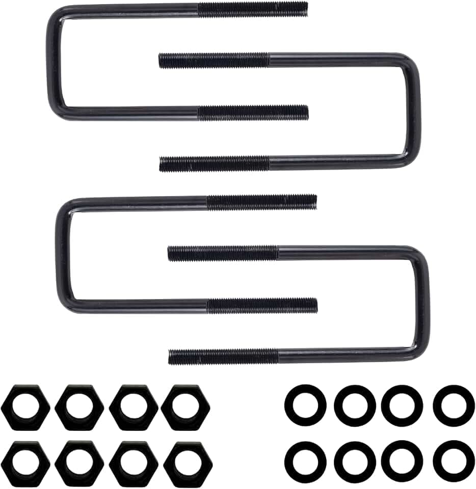 4Pack Square Bend U-Bolt Kits for Rear Leaf Spring Axle, 3" W x 8.75" L