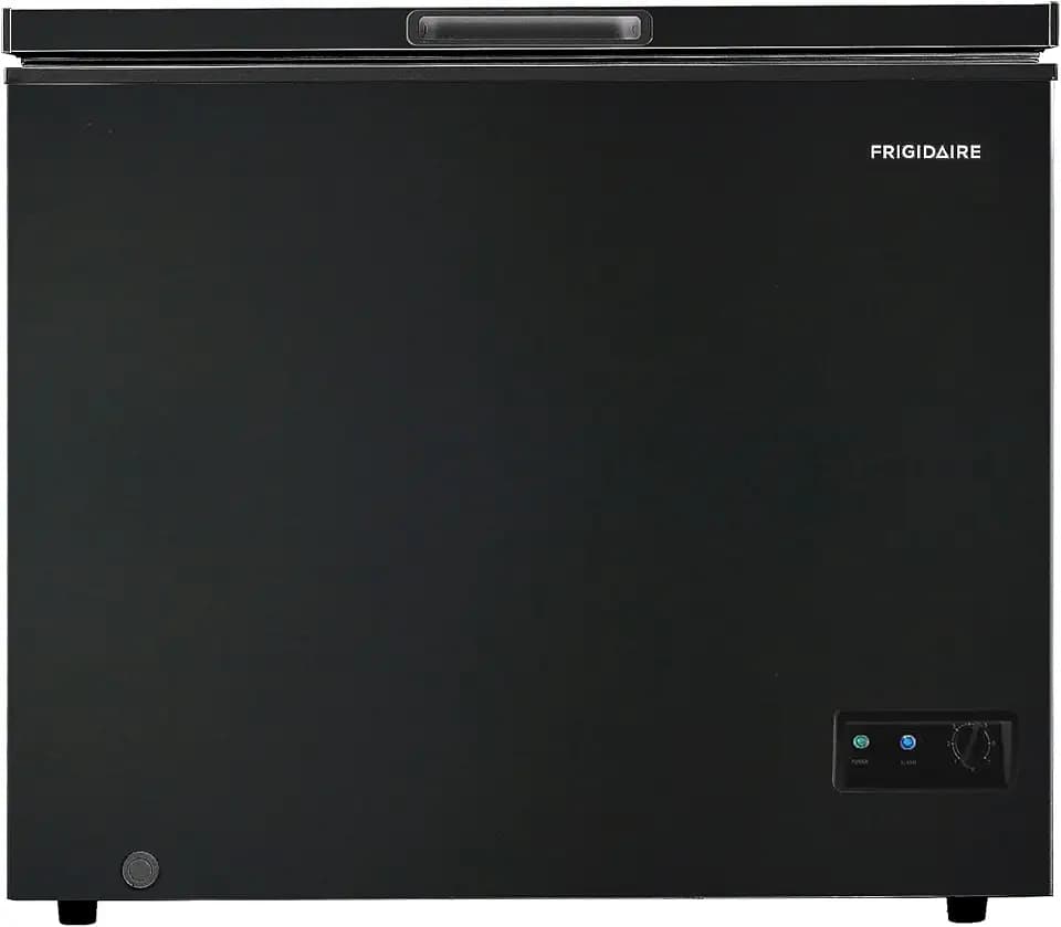 FRIGIDAIRE EFRF7003-BLACK Chest Deep Freezer, 7 Cu. Ft, Black Adjustable Thermostat-Removable Vinyl Coated Wire Basket-Easy Defrost Drain