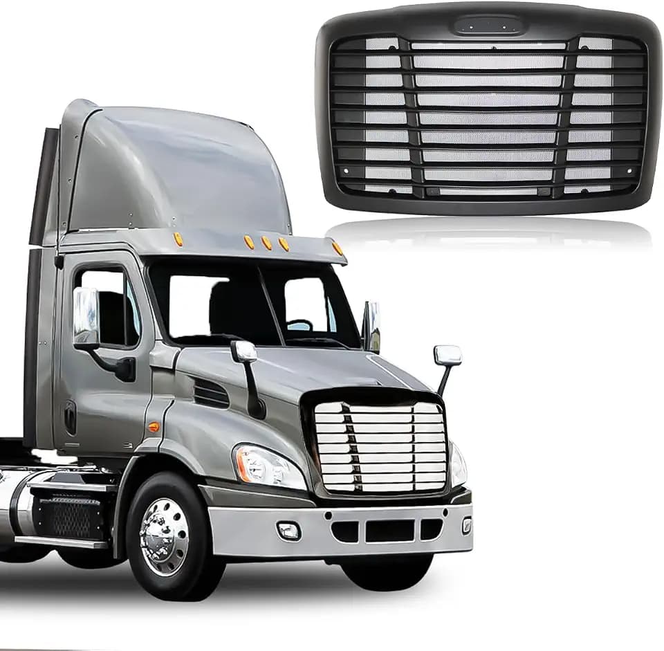 Front Hood Radiator Grille With Bug Screen Compatible With 2008-2017 Freightliner CASCADIA Bug Screen Front Grill ABS Plastic (Painting (Black) with Bug Screen)
