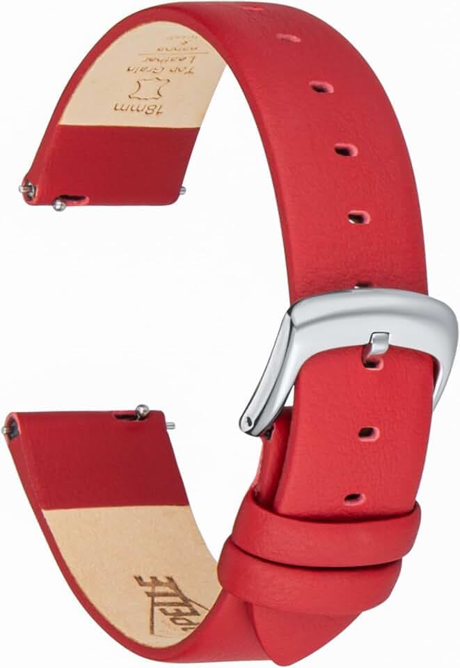 Leather Watch Band Strap Quick Release, Ultra-Soft Top Grain Nappa Leather Watch bands for Women Men, Choice of Width 12mm 14mm 16mm 18mm 20mm 22mm for Watch & Smartwatch
