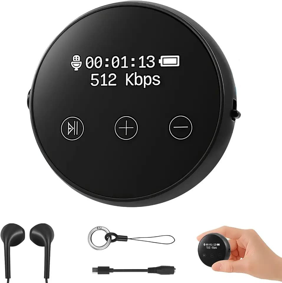 Digitales Diktiergerät, 64 GB, 3072 Kbps, Sprachaktivierung, Geräuschreduzierung, USB-Aufladbar, Magnetisch