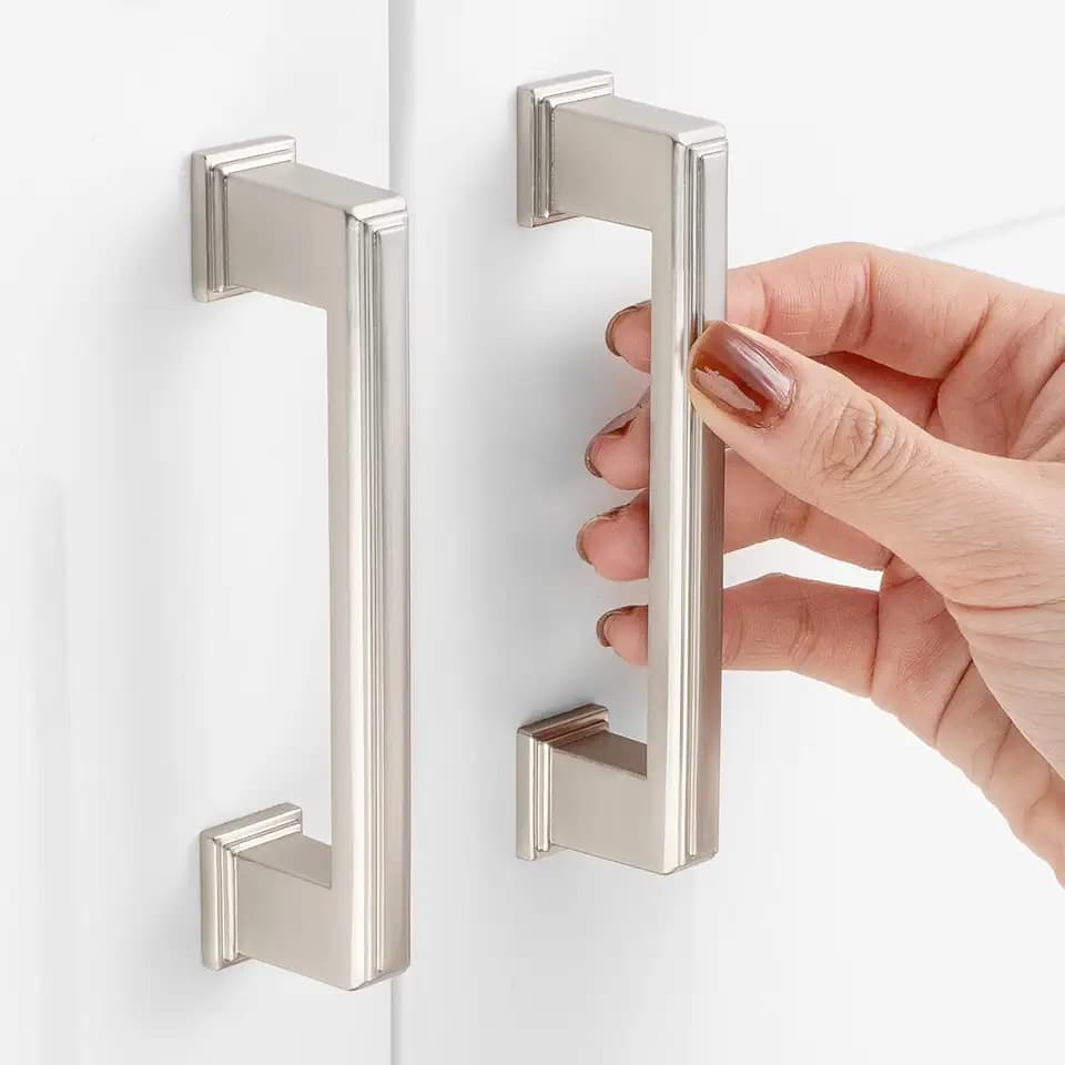 3-3/4 in Brushed Nickel Cabinet Pulls Square Handles 10 Pack P2206