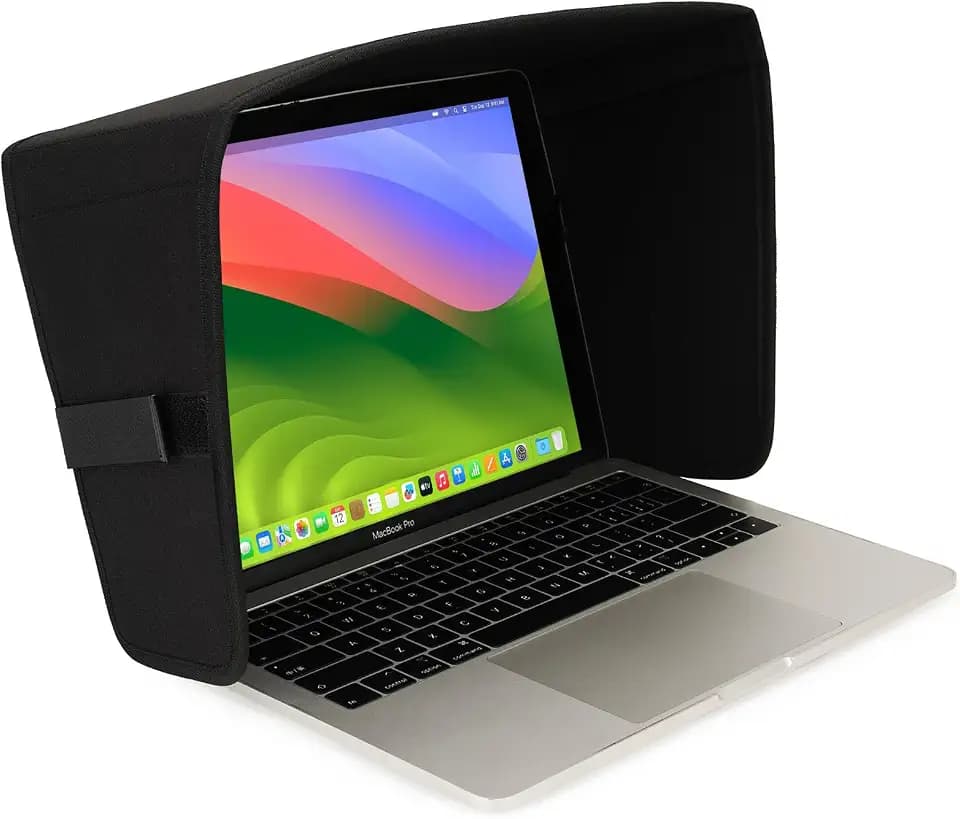 Laptop Sun Shade for Outdoor Work, Computer Privacy Hood, Black