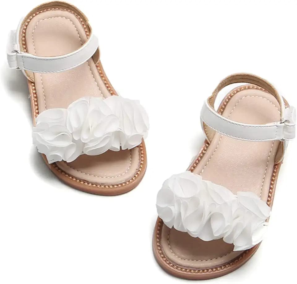Felix & Flora Toddler Girl Sandals Open Toe Dress Flats for Parties Weddings.