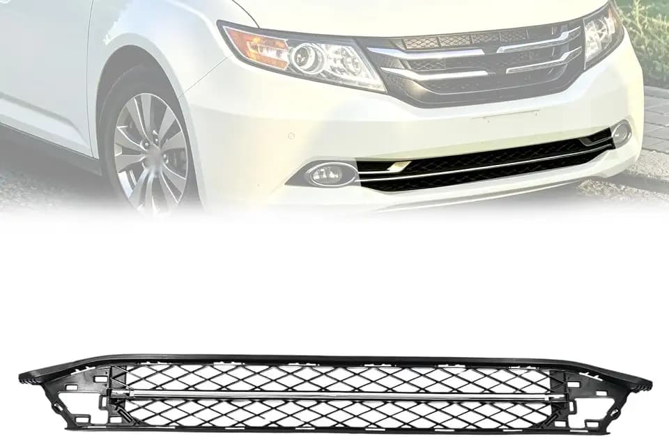 Front Bumper Lower Grille & Center Molding Chrome Compatible with Honda Odyssey 2014 2015 2016 2017 Replace 71102TK8A50 71112TK8A50 Front Bumper Hood Lower Grille with Trim Chrome